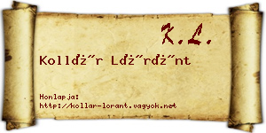 Kollár Lóránt névjegykártya